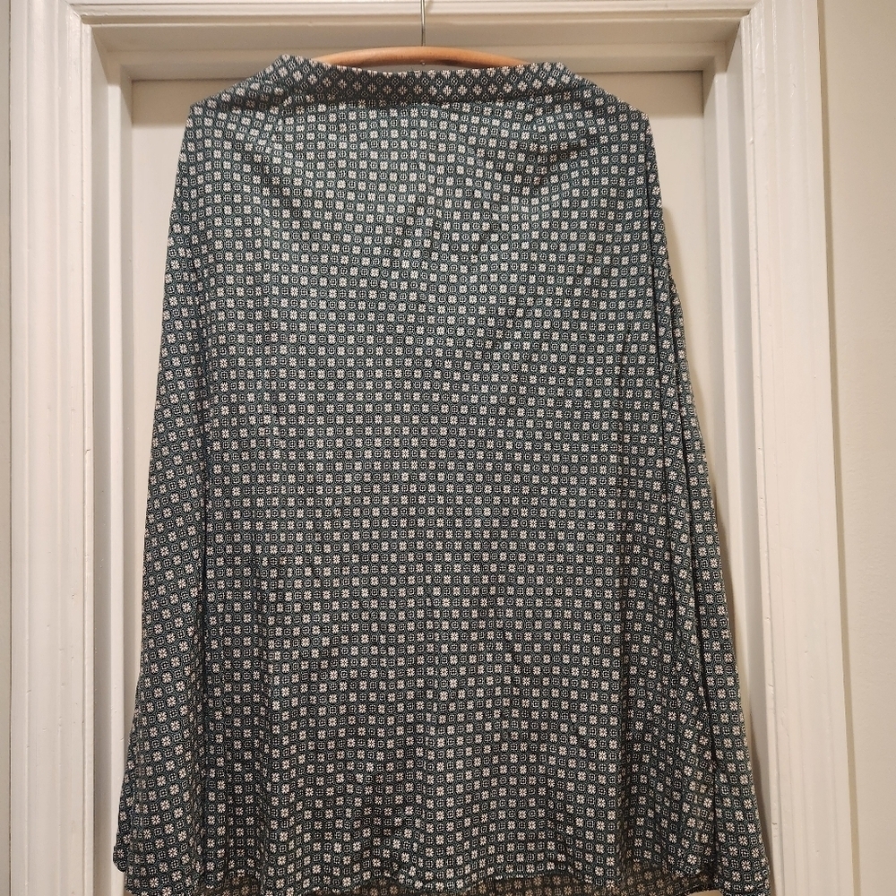 J. Jill  Green Floral Rayon Midi Skirt A Line Western Womens Size Large